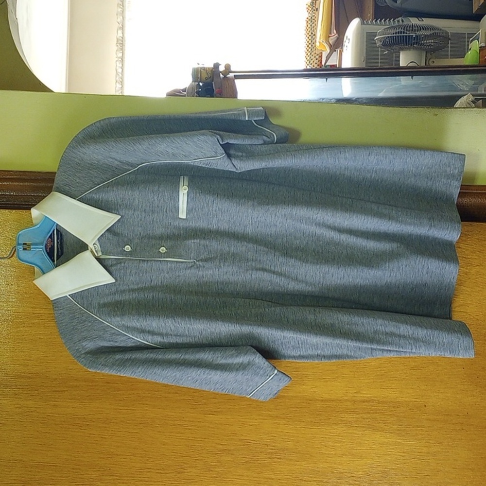 Blue and white knit shirt
